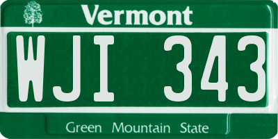 VT license plate WJI343