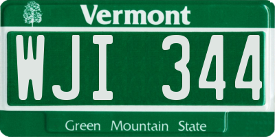 VT license plate WJI344