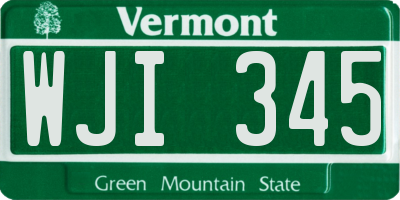 VT license plate WJI345