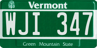 VT license plate WJI347