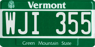 VT license plate WJI355