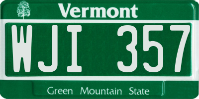 VT license plate WJI357