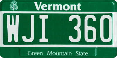 VT license plate WJI360
