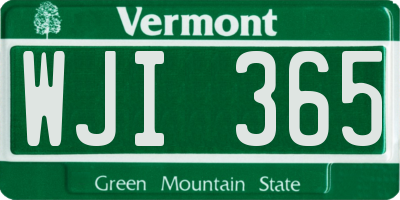 VT license plate WJI365