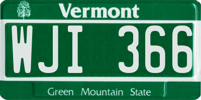 VT license plate WJI366