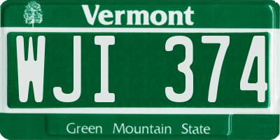 VT license plate WJI374