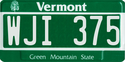 VT license plate WJI375