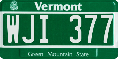 VT license plate WJI377