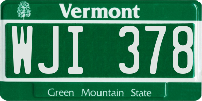 VT license plate WJI378
