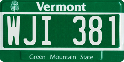 VT license plate WJI381