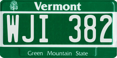 VT license plate WJI382