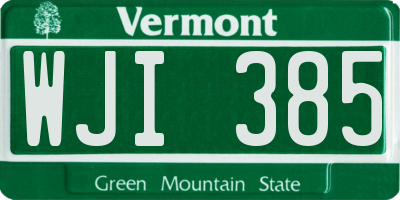 VT license plate WJI385