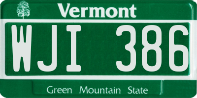VT license plate WJI386