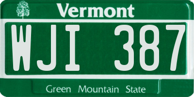 VT license plate WJI387