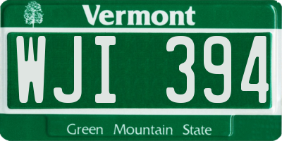 VT license plate WJI394