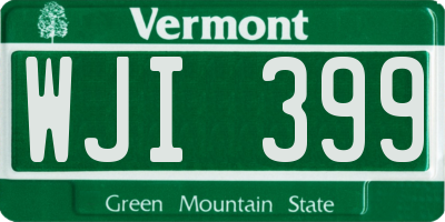 VT license plate WJI399