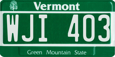 VT license plate WJI403