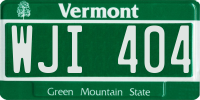 VT license plate WJI404