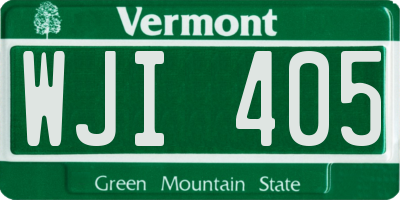 VT license plate WJI405