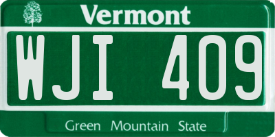 VT license plate WJI409