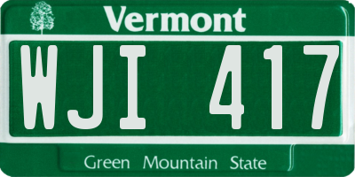 VT license plate WJI417