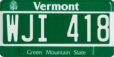 VT license plate WJI418