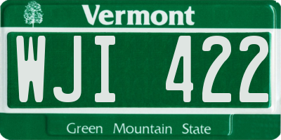 VT license plate WJI422