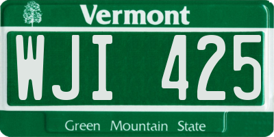VT license plate WJI425