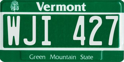 VT license plate WJI427