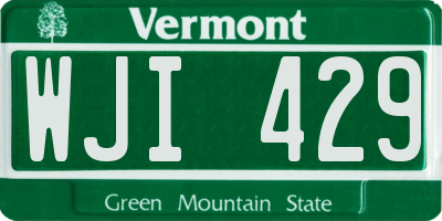 VT license plate WJI429