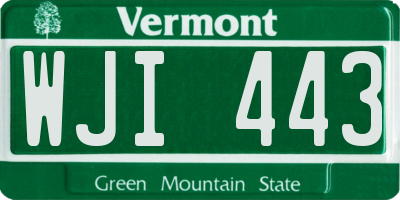 VT license plate WJI443