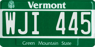 VT license plate WJI445