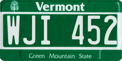 VT license plate WJI452