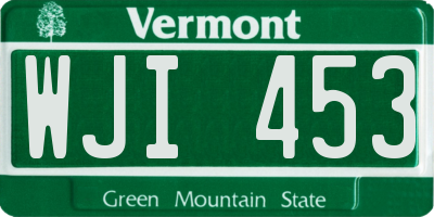 VT license plate WJI453