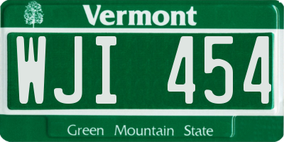 VT license plate WJI454