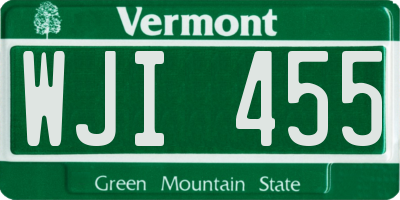 VT license plate WJI455