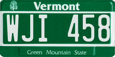 VT license plate WJI458