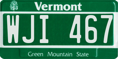 VT license plate WJI467