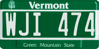 VT license plate WJI474