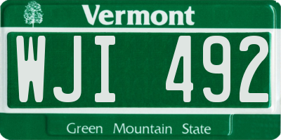 VT license plate WJI492