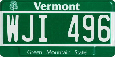 VT license plate WJI496
