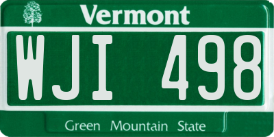 VT license plate WJI498