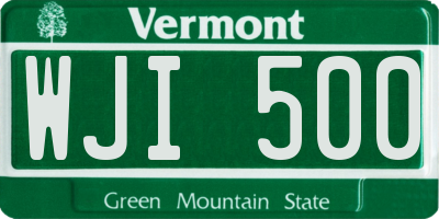 VT license plate WJI500