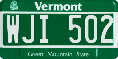 VT license plate WJI502