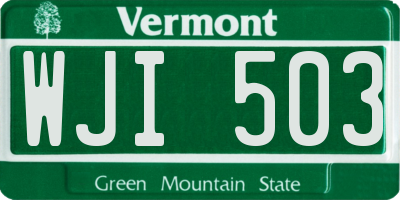 VT license plate WJI503