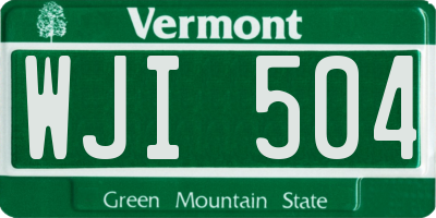 VT license plate WJI504