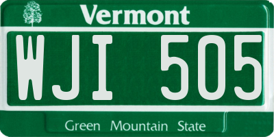 VT license plate WJI505