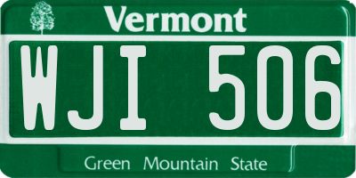 VT license plate WJI506