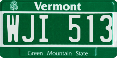 VT license plate WJI513