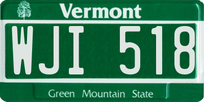 VT license plate WJI518